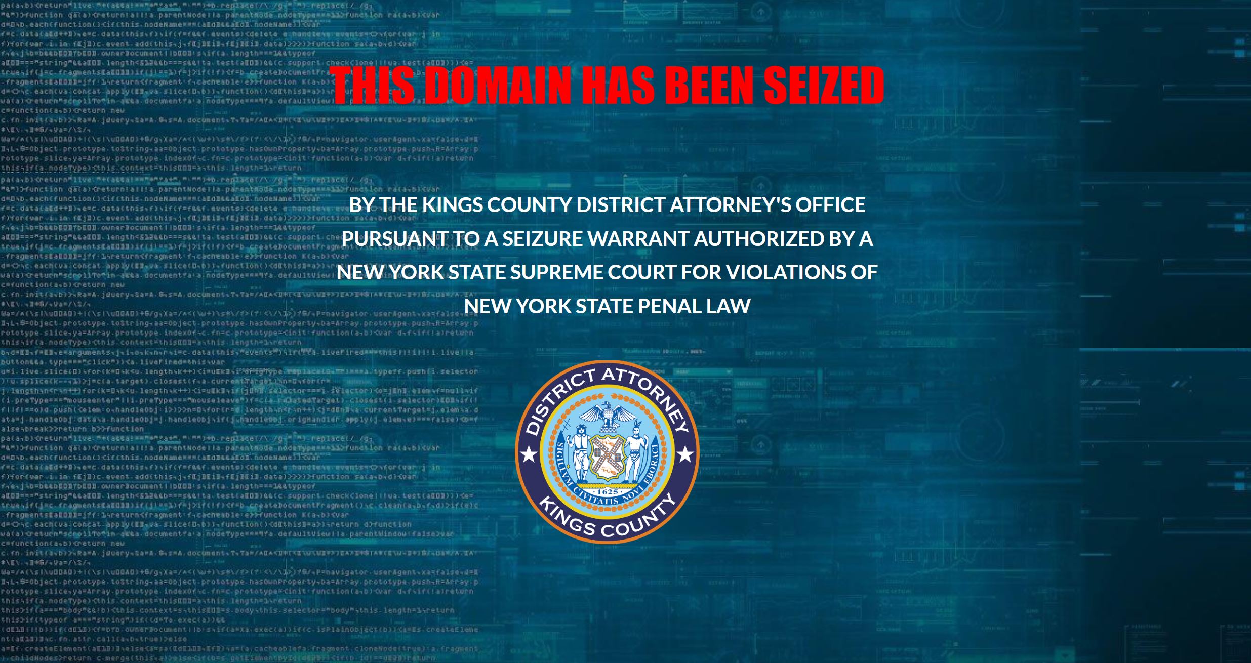 Cryptocurrency scam 3 seizure banner