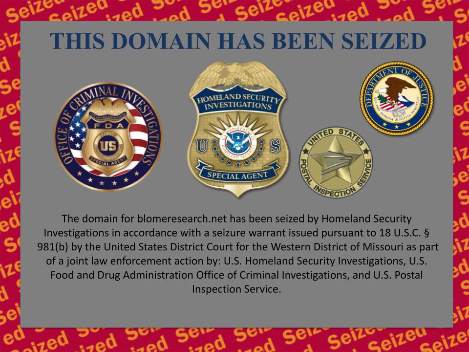 Blomeresearch.net seizure banner