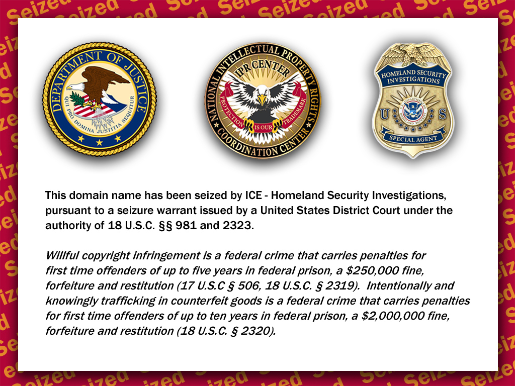 Cyber Monday Crackdown seizure banner