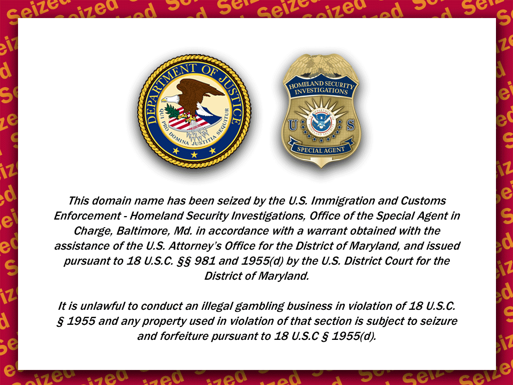 Bodog.com seizure banner