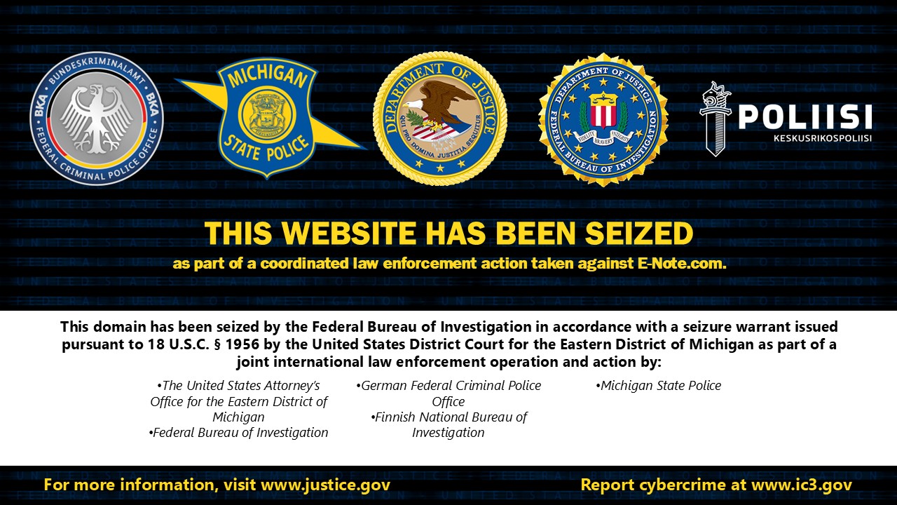E-Note.com seizure banner
