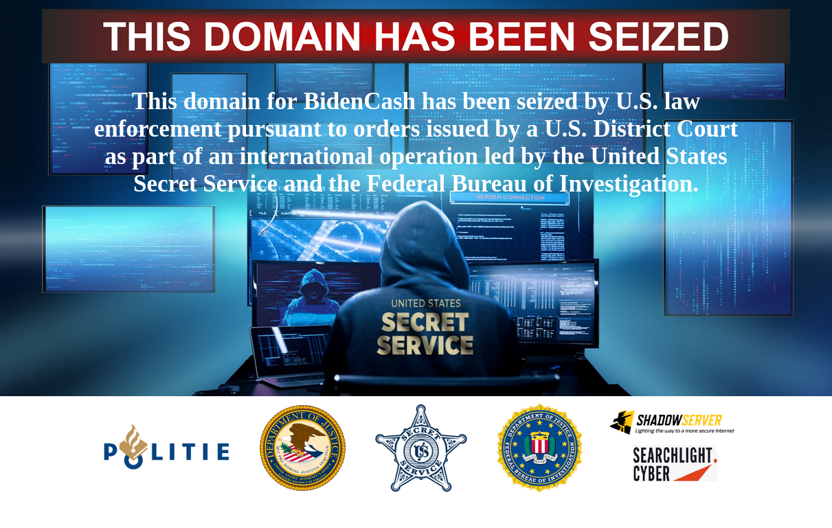 BidenCash seizure banner