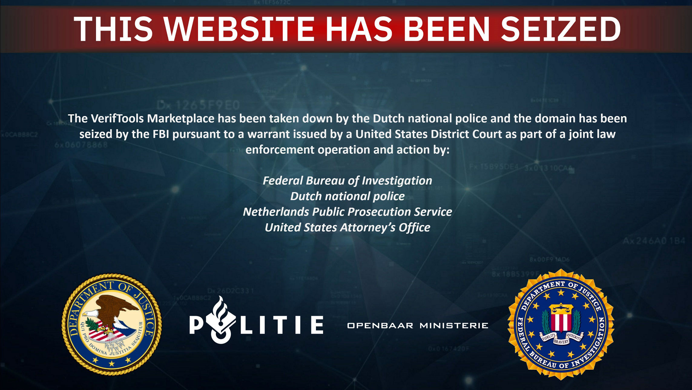 VerifTools seizure banner